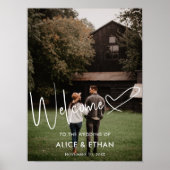 Poster Signature de script Cœur Bienvenue Photo de mariag (Devant)