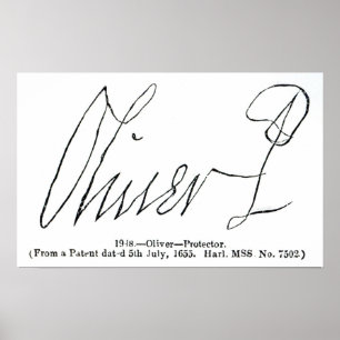 Poster Signature de seigneur Protector d'Oliver Cromwell