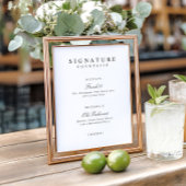 Poster Signature Drinks Elegant Simple Wedding Bar Sign