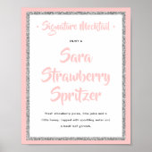Poster Signature du cadre en argent Glittery Mocktail ros (Devant)