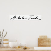 Poster Signature du génie de l'électricité Nikola Tesla (Cuisine)