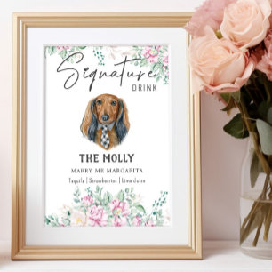 Poster Signature du Mariage Dachshund long Haired Boire