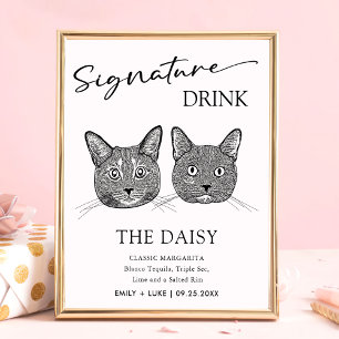 Poster Signature du Mariage de chats en couple Signet boi