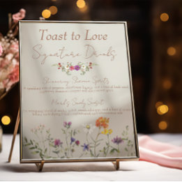 Poster Signature du Mariage fleur sauvage Bar des boisson