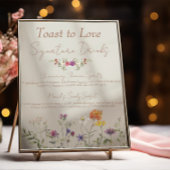 Poster Signature du Mariage fleur sauvage Bar des boisson