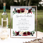 Poster Signature en fleur radiante Cocktail Menu Signer