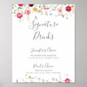 Poster Signature Fleur sauvage multicolore simple Boisson (Devant)