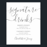 Poster Signature Gris Signature Script Signature Boissons<br><div class="desc">Cette élégante enseigne minimaliste de boissons est parfaite pour votre fête mariage. Conçu par Thisisnotme©</div>