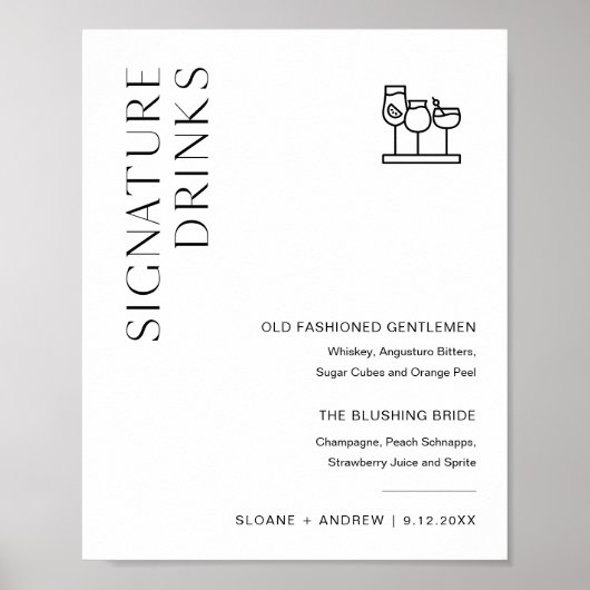 Poster Signature HARLOW Boissons Signet Mariage (Devant)