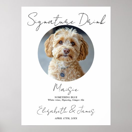 Poster Signature mariage Boire animal de compagnie Chien (Devant)