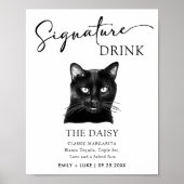 Poster Signature Mariage de chat noir Signet boisson (Devant)