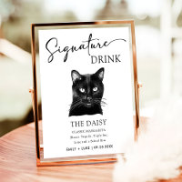 Signature Mariage de chat noir Signet boisson