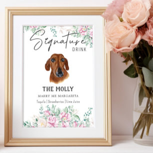 Poster Signature Mariage de chien Dachshund Signet boisso
