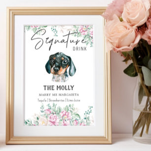 Poster Signature Mariage de chien Dachshund Signet boisso
