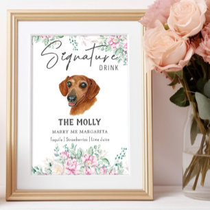 Poster Signature Mariage de chien Dachshund Signet boisso