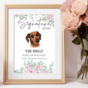 Poster Signature Mariage de chien Dachshund Signet boisso