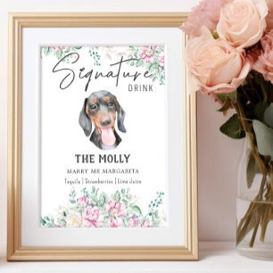Poster Signature Mariage de chien Dachshund Signet boisso