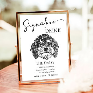 Poster Signature Mariage de chien de Cavoodle Signet bois