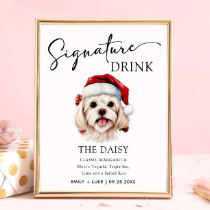 Poster Signature Mariage de chien maltais de Noël Signet