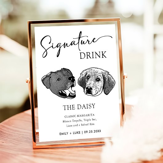Poster Signature Mariage de chien noir et blanc Signet bo