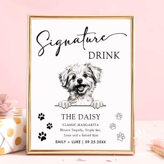 Poster Signature Mariage de chien Pomapoo Boire Signal