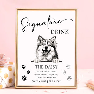 Poster Signature Mariage de Chien Pomsky Signet boisson
