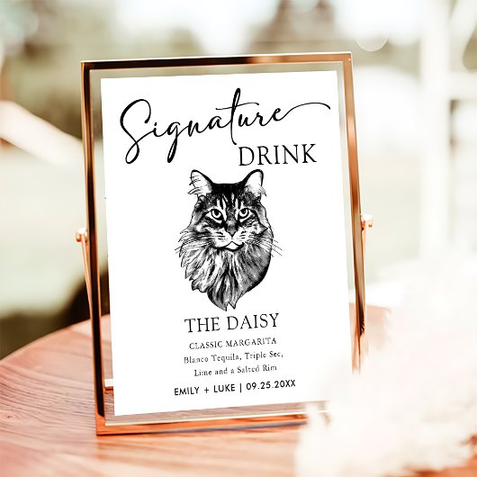 Poster Signature Mariage du chat Maine Coon Boire Signet