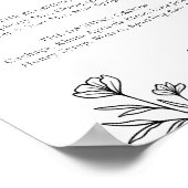 Poster Signature Mariage floral noir simple Boissons Sign (Coin)