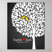 Poster signature mariage guest book arbre craie jaune (Devant)