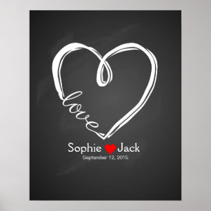 Poster signature mariage guest book infinity heart chalan