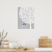 Poster signature mariage guest book tree bird marine (Cuisine)