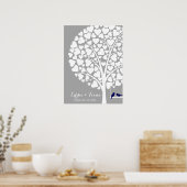 Poster signature mariage guest book tree bird marine (Cuisine)