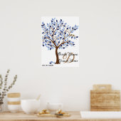 Poster Signature Mariage Guest Book Tree, en Blues. (Cuisine)