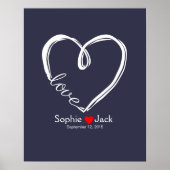 Poster signature mariage livre d'hôtes couleur coeur infi (Devant)