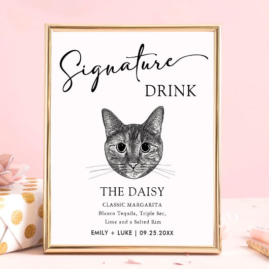 Poster Signature Mariage Tabby Cat Signet boisson