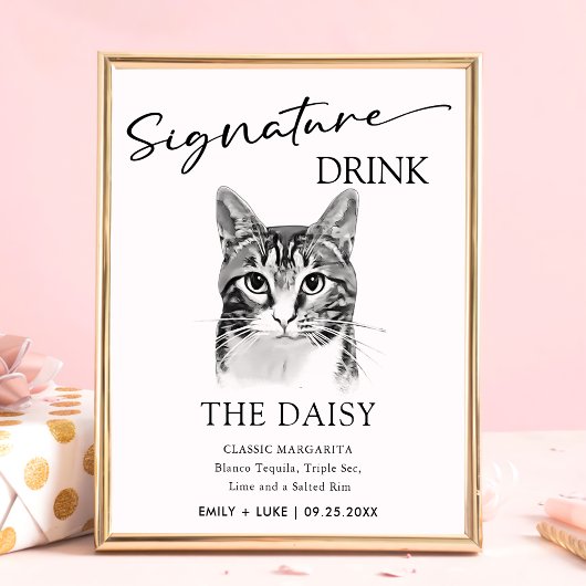 Poster Signature Mariage Tabby Cat Signet boisson
