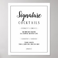Signature minimaliste simple Cocktails Panneau de 