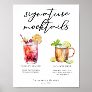 Poster Signature Mocktails Boissons d'été Menu Mariage