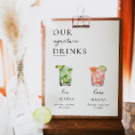 Poster Signature moderne Boissons Signal Mariage, 300  Bo<br><div class="desc">Ce panneau de menu de bar mariage signature comprend un design minimaliste moderne et une police calligraphie - avec plus de 300 icônes de boisson disponibles à customiser avec. Pour parcourir tous les cocktails et boissons signature disponibles - il vous suffit de sélectionner "modifier cet outil de design".</div>
