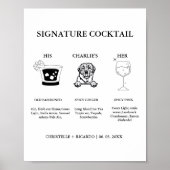 Poster Signature moderne Cocktail Boire Bar Mariage Panne (Devant)