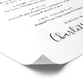 Poster Signature Noir Et Blanc Script Boissons Menu Signe (Coin)