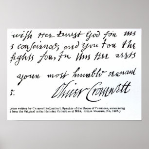 Poster Signature Oliver Cromwell, à partir de manuscrits