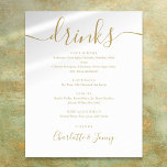 Poster Signature or Script Boissons Menu Signer<br><div class="desc">Cette élégante affiche minimaliste de script d'or est parfaite pour votre fête mariage. Conçu par Thisisnotme©</div>