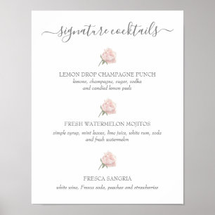 Poster Signature rose Hannah Cocktails Signal Mariage