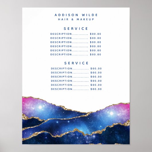 Poster Signature Script Agate Galaxy Prix du service (Devant)