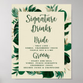 Poster Signature Tropical Boissons Mariage Bar Menu Signe (Devant)