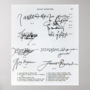 Poster Signatures d'écossais 15ème et de XVIème siècle