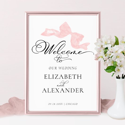 Poster Signaux Mariages d'accueil | Calligraphie rose