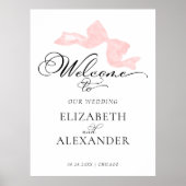 Poster Signaux Mariages d'accueil | Calligraphie rose (Devant)