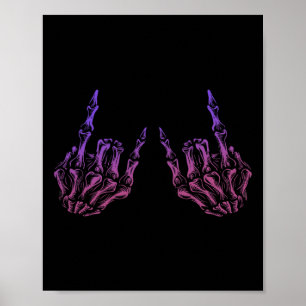 Poster SIGNE À MAIN Rocker Rock Squelette Retro Halloween